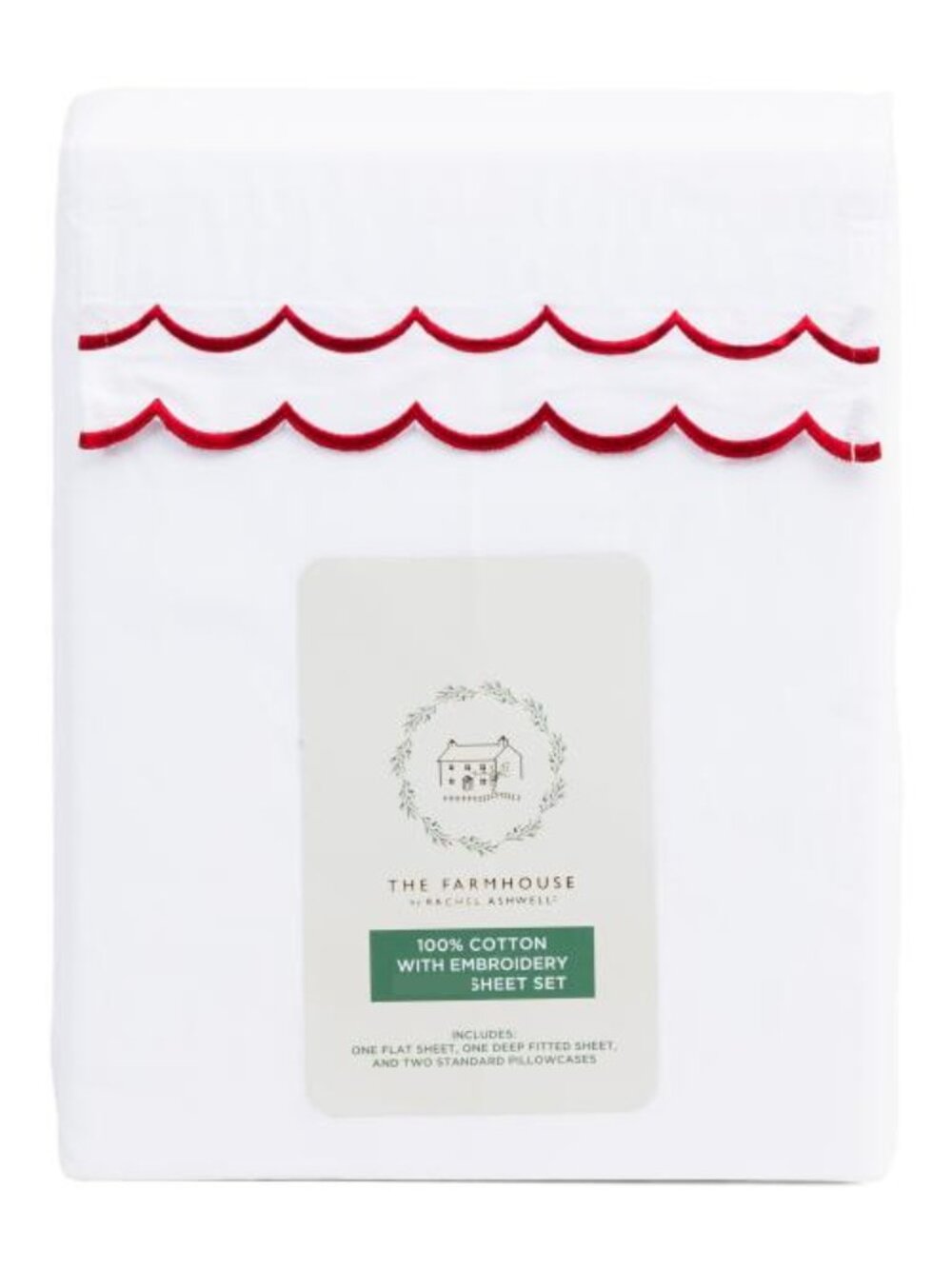 THE FARMHOUSE BY RACHEL ASHWELL Embroidered Scalloped Sheet Set